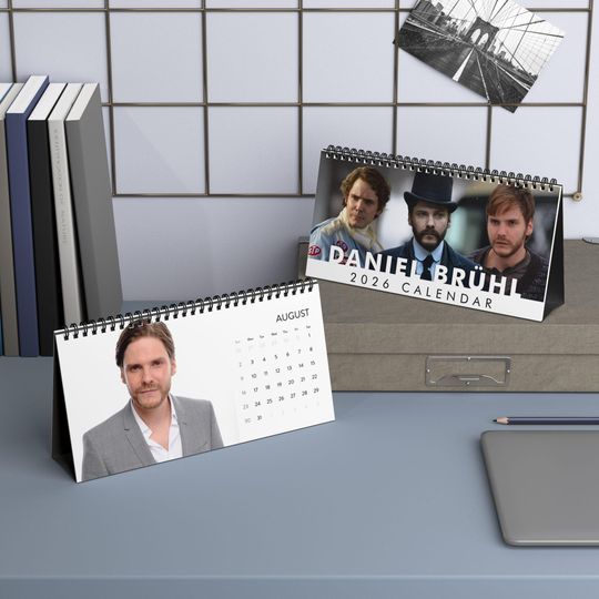 Discover Daniel Brhl Desktop Calendar (2026 grid), 2026 Desktop Calendar with Daniel Brhl, Celebrity Calendar, Actor Gift