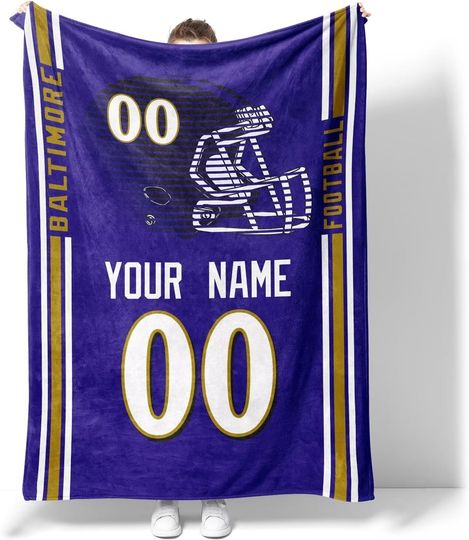 Custom Baltimore Ravens Football Fleece Blanket, Gifts for Men Women Boy