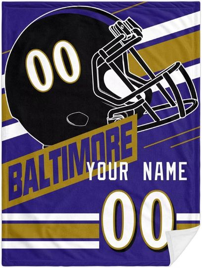 Custom Baltimore Ravens Football Fleece Blanket, Gifts for Men Women Boy