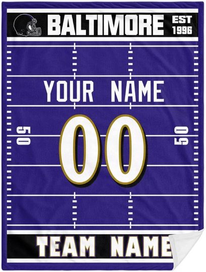 Custom Baltimore Ravens Football Fleece Blanket, Gifts for Men Women Boy