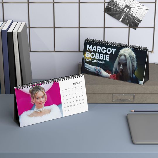 Discover Margot Robbie Desktop Calendar (2026 grid), 2025 Desktop Calendar with Margot Robbie, Celebrity Calendar, Actor Gift, Office Desk Planner