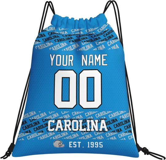 Custom Carolina Panthers Football Team Drawstring Bags