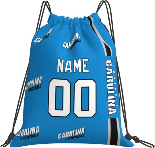Custom Carolina Panthers Football Team Drawstring Bags