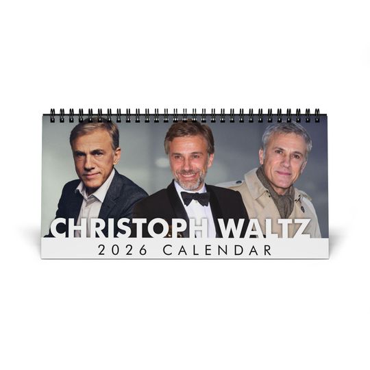 Christoph Waltz Desktop Calendar (2026 grid), 2026 Desktop Calendar with Christoph Waltz, Celebrity Calendar, Actor Gift