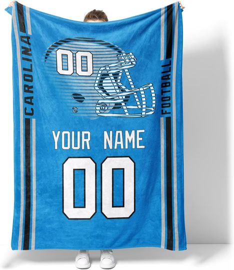 Custom Carolina Panthers Football Fleece Blanket, Gifts for Men Women Boy