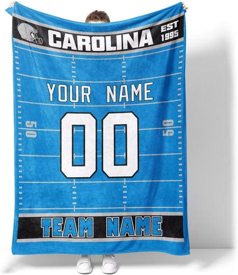 Custom Carolina Panthers Football Fleece Blanket, Gifts for Men Women Boy