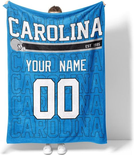 Custom Carolina Panthers Football Fleece Blanket, Gifts for Men Women Boy