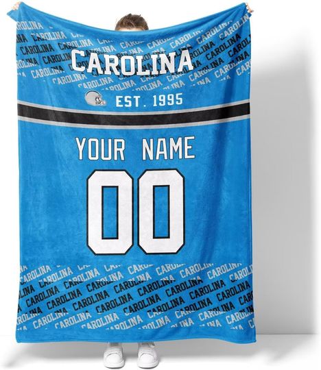 Custom Carolina Panthers Football Fleece Blanket, Gifts for Men Women Boy