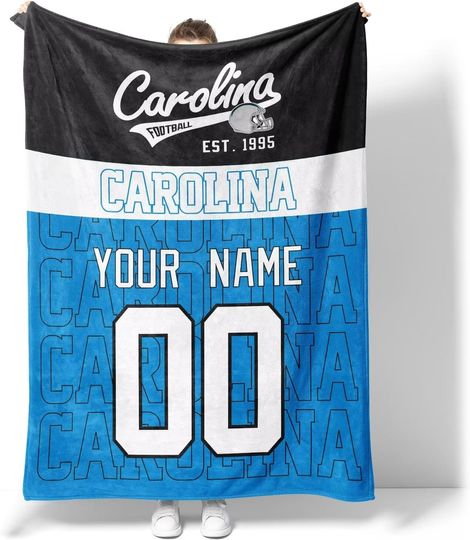 Custom Carolina Panthers Football Fleece Blanket, Gifts for Men Women Boy