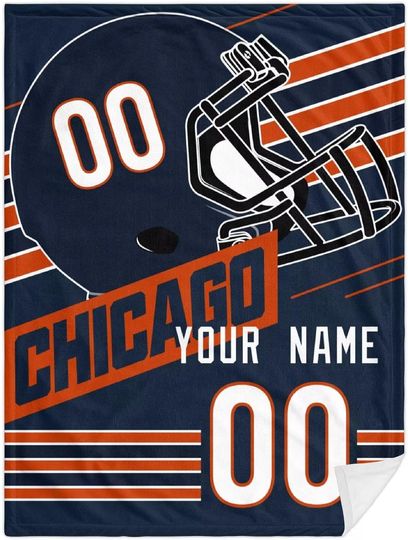 Custom Chicago Bears Football Fleece Blanket, Gifts for Men Women Boy