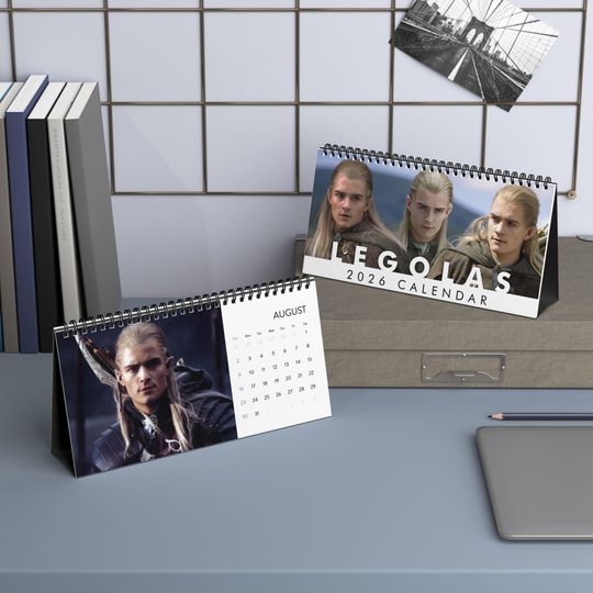 Discover Legolas Desktop Calendar (2026 grid), Legolas Calendar, Orlando Bloom Fan gifts