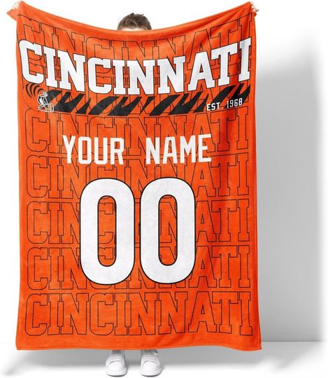 Discover ANTKING Cincinnati Throw Blanket for Men Women Boy Custom Name and Number Gifts