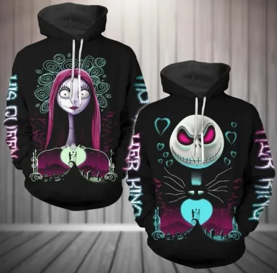 Discover Jack And Sally Hoodies Couple Matching Hoodies Nightmare Before Christmas Hoodie