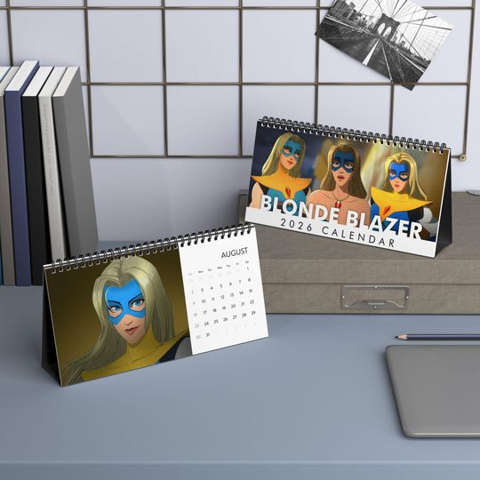 Discover Blonde Blazer Dispatch Game Desktop Calendar, Dispatch Blonde Blazer Calendar, Dispatch Fan Gift