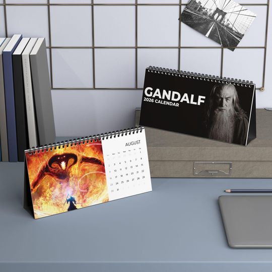 Gandalf Desktop Calendar, Gandalf LOTR Character Calendar, Gandalf Fan Gift