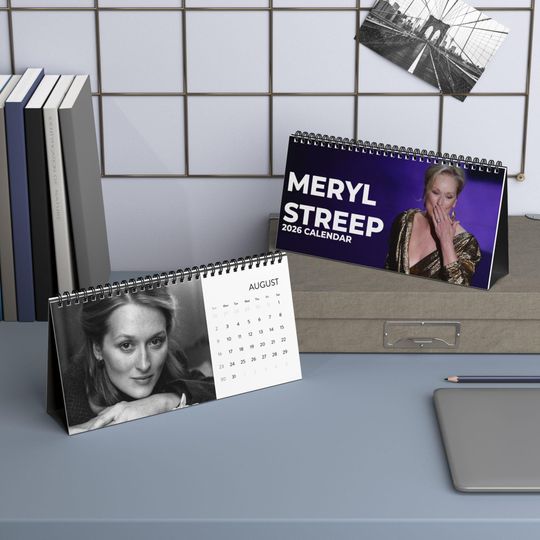 Discover Merry Streep Desktop Calendar, Merry Streep Actress Character Calendar, Merry Streep Fan Gift