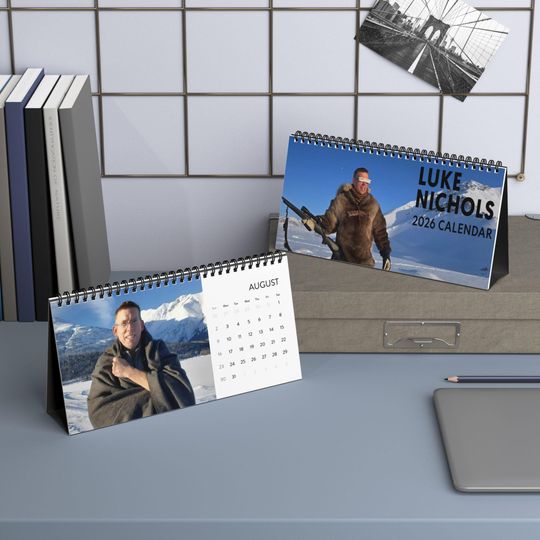Discover Luke Nichols Desktop Calendar (2026 grid), Luke Nichols Calendar, Outdoor Boys Fan gifts