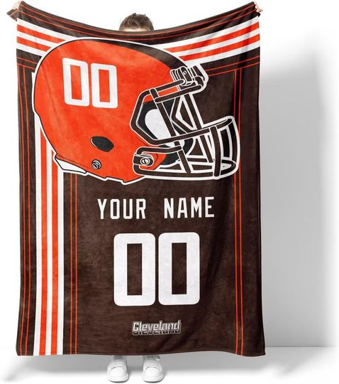 Custom Cleveland Browns Football Fleece Blanket, Gifts for Men Women Boy