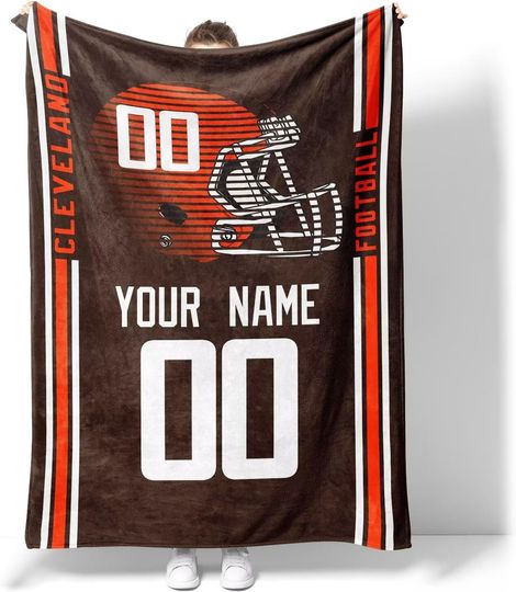 Custom Cleveland Browns Football Fleece Blanket, Gifts for Men Women Boy