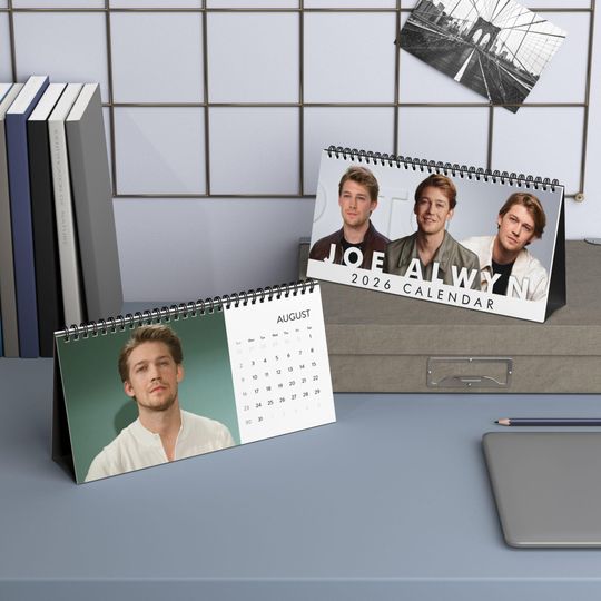 Discover Joe Alwyn Desktop Calendar (2026 grid), 2026 Desktop Calendar with Joe Alwyn, Celebrity Calendar, Actor Gift