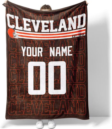 Custom Cleveland Browns Football Fleece Blanket, Gifts for Men Women Boy