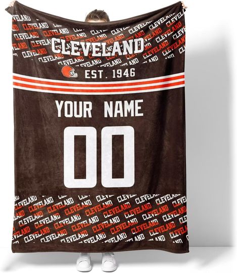 Custom Cleveland Browns Football Fleece Blanket, Gifts for Men Women Boy