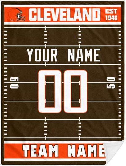 Custom Cleveland Browns Football Fleece Blanket, Gifts for Men Women Boy