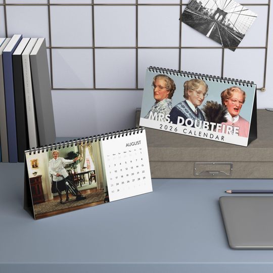 Mrs. Doubtfire Desktop Calendar, Mrs. Doubtfire Calendar, Robin Williams Fan Gift
