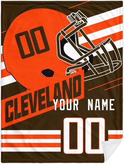 Custom Cleveland Browns Football Fleece Blanket, Gifts for Men Women Boy