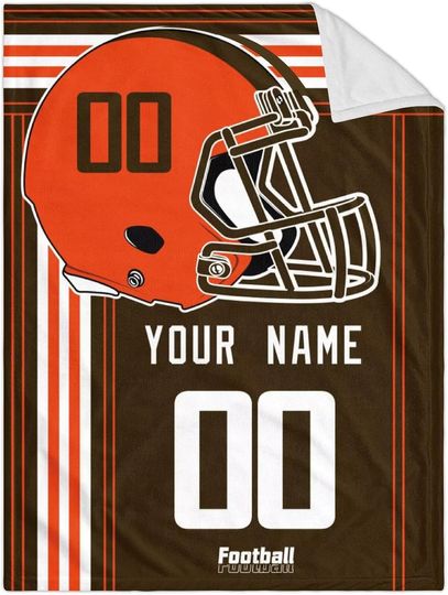 Custom Cleveland Browns Football Fleece Blanket, Gifts for Men Women Boy