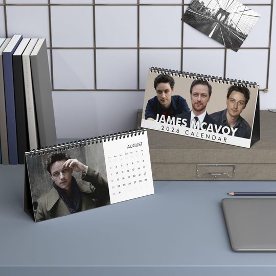 Discover James McAvoy Desktop Calendar (2026 grid), 2026 Desktop Calendar with James McAvoy, Celebrity Calendar, Actor Gift