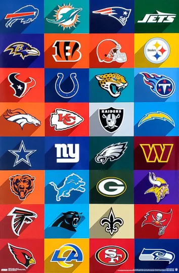 Discover football Football Universe ALL 32 TEAM LOGOS Official 22x34 WALL POSTER