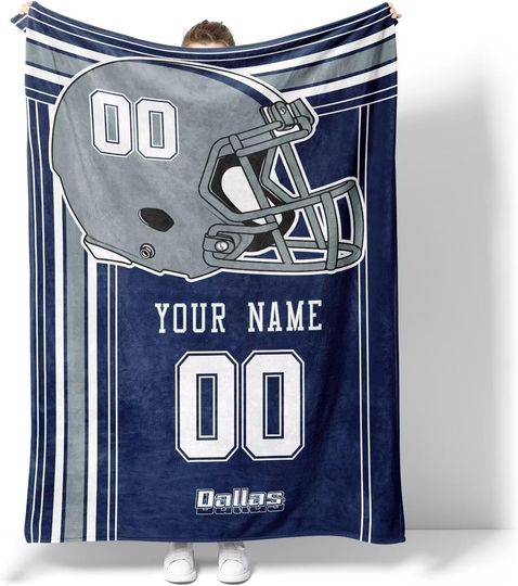 Custom Dallas Cowboys Football Fleece Blanket, Gifts for Men Women Boy