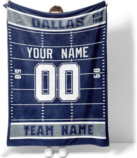 Custom Dallas Cowboys Football Fleece Blanket, Gifts for Men Women Boy