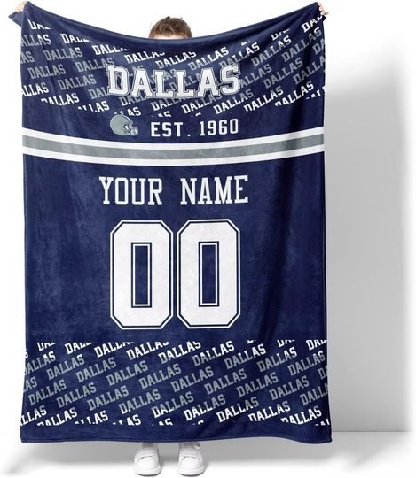 Custom Dallas Cowboys Football Fleece Blanket, Gifts for Men Women Boy