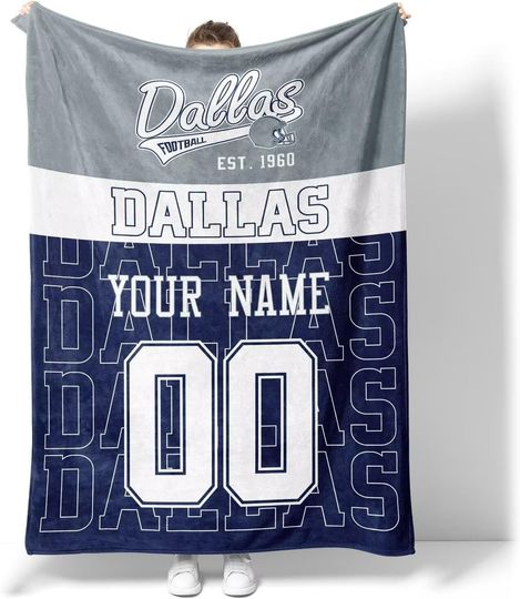 Custom Dallas Cowboys Football Fleece Blanket, Gifts for Men Women Boy