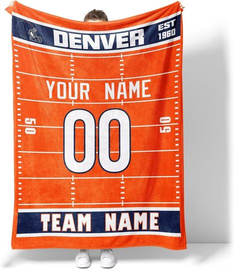 Custom Denver Broncos Football Fleece Blanket, Gifts for Men Women Boy