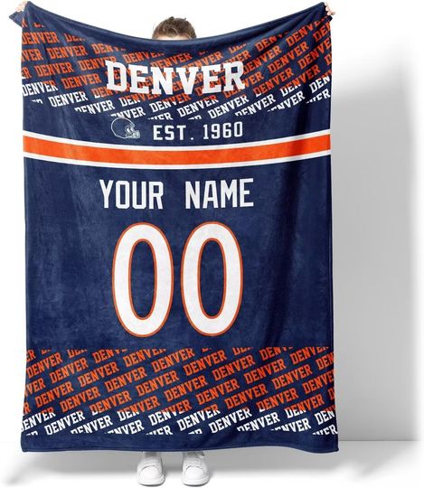 Custom Denver Broncos Football Fleece Blanket, Gifts for Men Women Boy