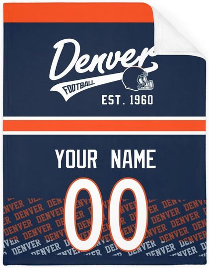 Custom Denver Broncos Football Fleece Blanket, Gifts for Men Women Boy