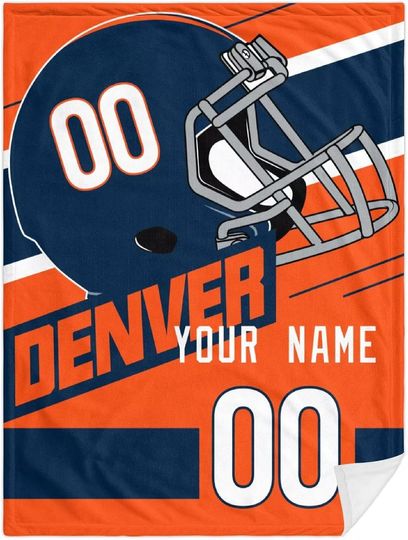 Custom Denver Broncos Football Fleece Blanket, Gifts for Men Women Boy
