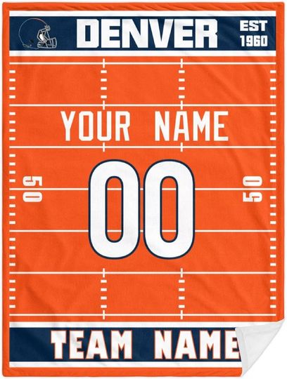 Custom Denver Broncos Football Fleece Blanket, Gifts for Men Women Boy