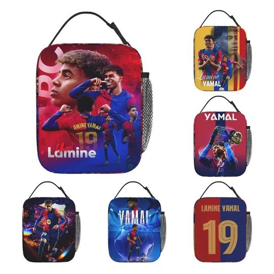 Discover Lamine Y-Yamal Football Number 19 Insulated Lunch Bag High Capacity Reusable Cooler Bag Tote Lunch Box College Bento Pouch