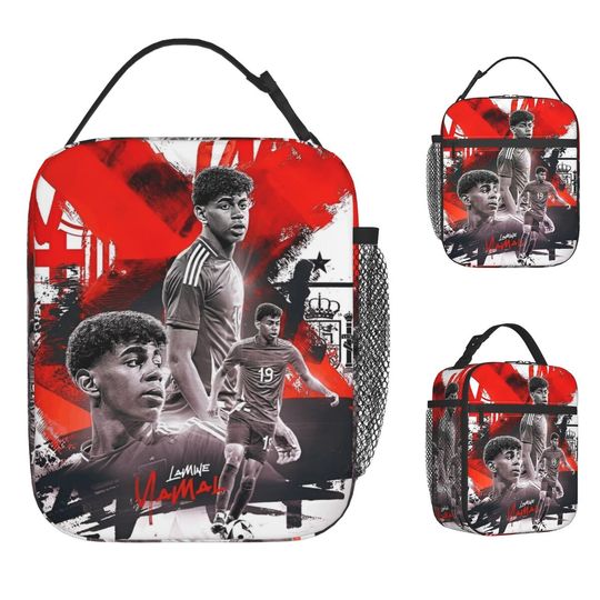 Lamine Yamal Soccer Number 19 Insulated Lunch Bag Cooler Bag Food Storage Tote