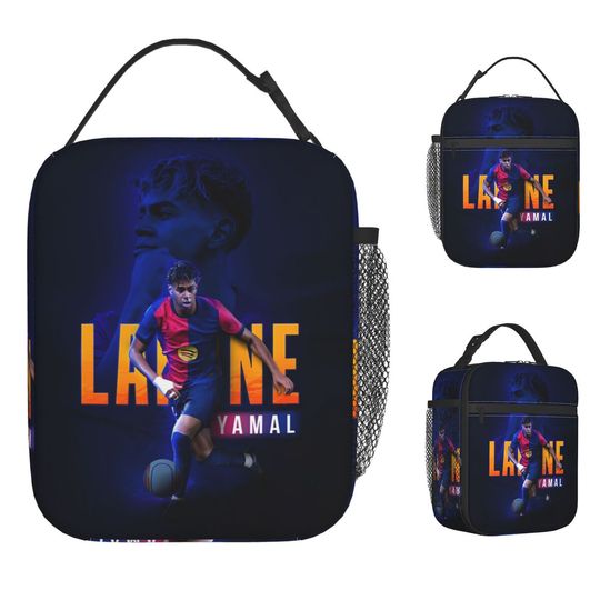 Discover Soccer Football Lamine Y-Yamal Insulated Lunch Bags High Capacity Lunch Container Thermal Bag Tote Lunch Box College Food Bag