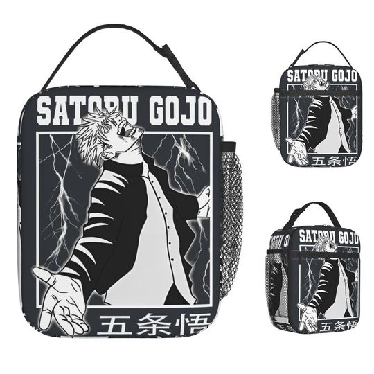 Anime Jujutsu Satoru Kids Lunch Bag Gojo Satoru Portable Oxford Thermal Tote