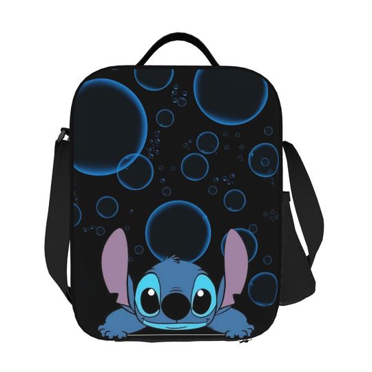 Discover Custom Blue Light Art Stitch Insulated Lunch Tote Bag for Women Cartoon Thermal Cooler Food Bento Box Kids School Children