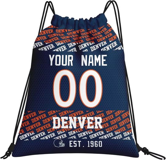 Custom Denver Broncos Football Team Drawstring Bags
