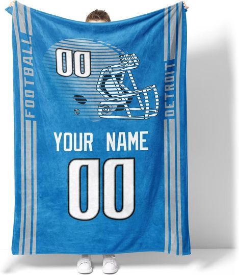 Discover ANTKING Detroit Throw Blanket for Men Women Boy Gifts Custom Name and Number Blanket