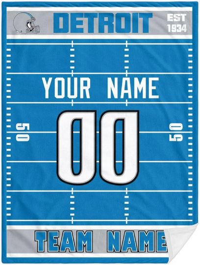 Custom Detroit Lions Football Fleece Blanket, Gifts for Men Women Boy