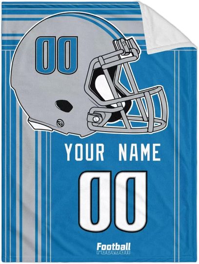Custom Detroit Lions Football Fleece Blanket, Gifts for Men Women Boy